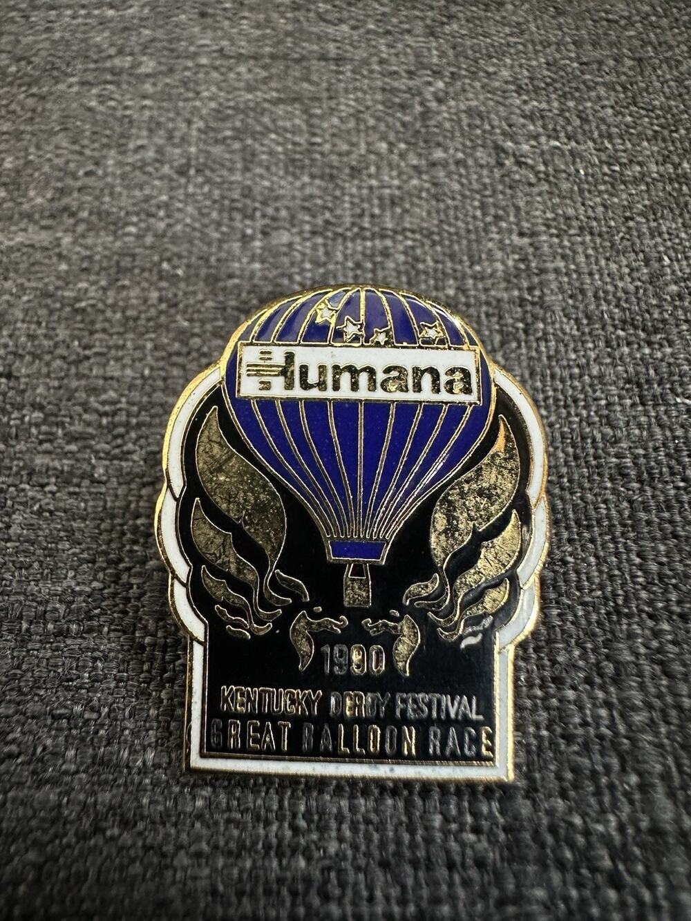 1990 Humana Kentucky Derby Festival Great Balloon Race Enamel Lapel Pin KDF